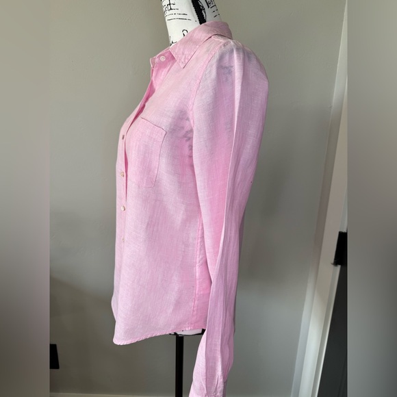 Lilly Pulitzer Women’s Sea View Linen Button Down Top in Pink, Size SMALL - EUC - Picture 6 of 17